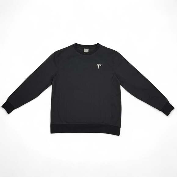 Tesla Black Cotton Blend Long Sleeve Crewneck Pullover Sweatshirt - Picture 1 of 7